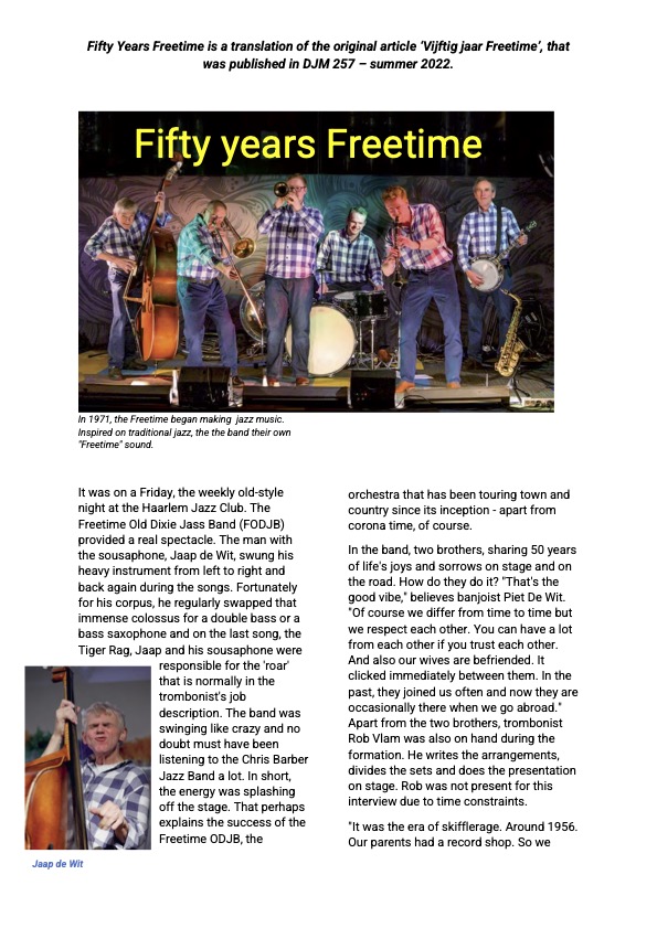 Freetime in Dr. Jazz magazine: